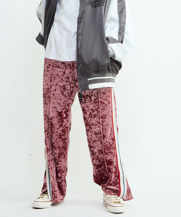 SIDE LINE CRASHED VELOR TRACK PANTS 詳細画像 21