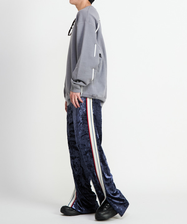 SIDE LINE CRASHED VELOR TRACK PANTS 詳細画像 9