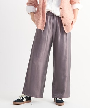 SHINY SATIN PINTUCK WIDE PANTS