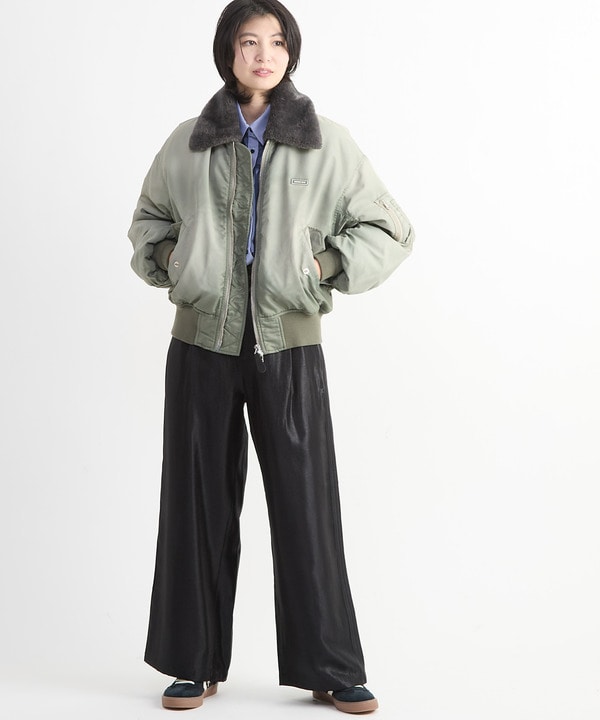 SHINY SATIN PINTUCK WIDE PANTS 詳細画像 1