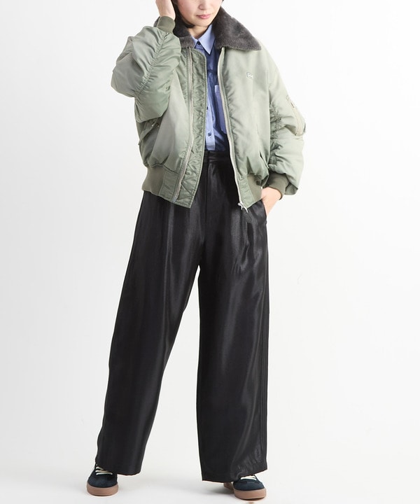 SHINY SATIN PINTUCK WIDE PANTS 詳細画像 2