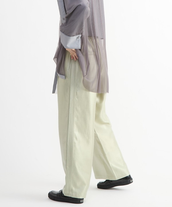 SHINY SATIN PINTUCK WIDE PANTS 詳細画像 グリーン 1