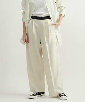WAIST LOGO WIDE SLACKS PANTS