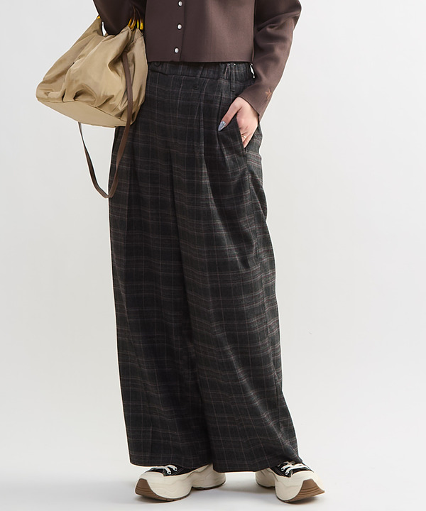 CHECKED WIDE SLACKS 詳細画像 ベージュ 1