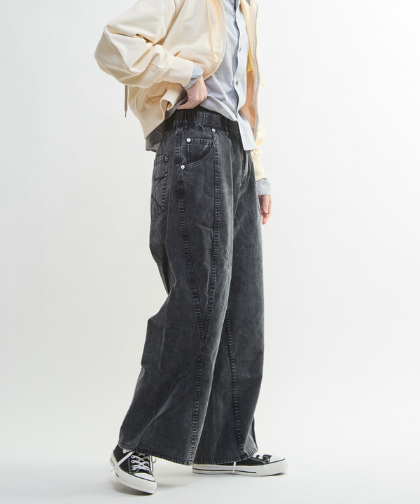 PIGMENT DYED BARREL LEG WIDE PANTS 詳細画像 ブラック 1
