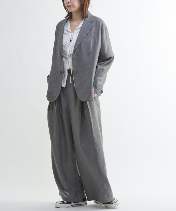 【HL】LINEN LIKE WIDE TUCK PANTS 詳細画像 6