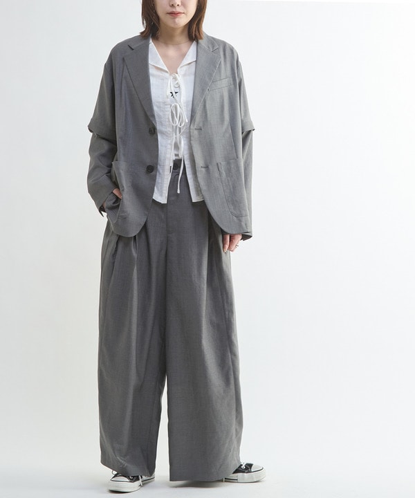 【HL】LINEN LIKE WIDE TUCK PANTS 詳細画像 7
