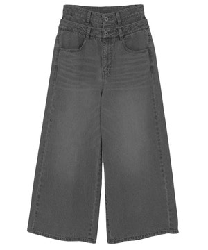 【HL】DOUBLE WAIST WIDE DENIM PANTS