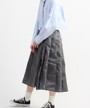 WIDE PLEATED FLARE SKIRT