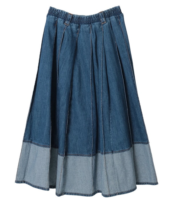 WIDE PLEATED DENIM FLARE SKIRT 詳細画像 12