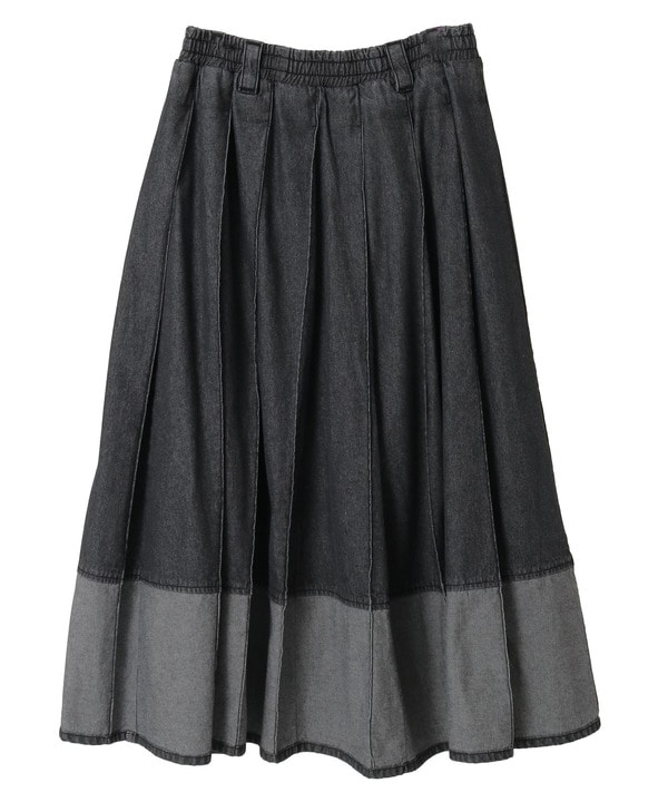 WIDE PLEATED DENIM FLARE SKIRT 詳細画像 8