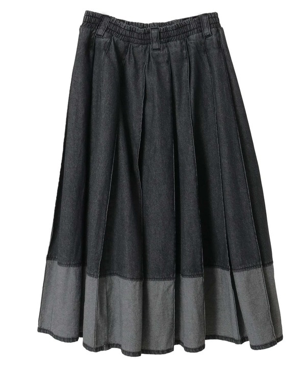 WIDE PLEATED DENIM FLARE SKIRT 詳細画像 9