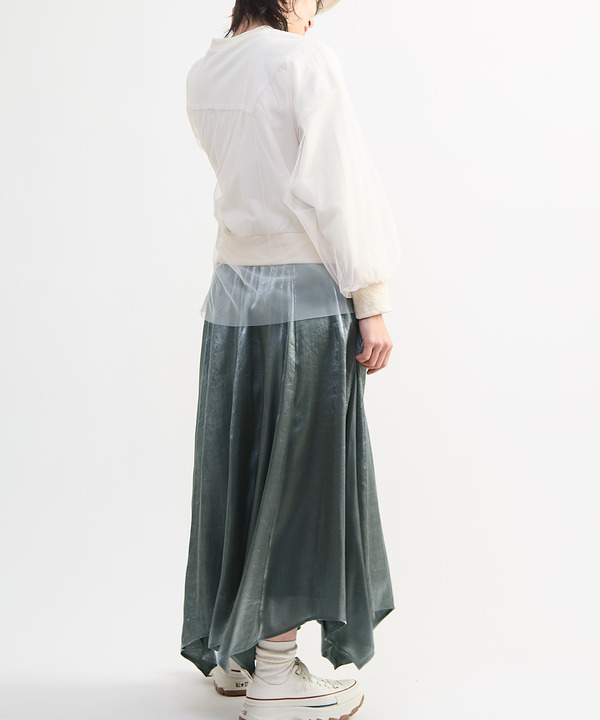 CHAMBRAY STAR CUT FLARE SKIRT 詳細画像 2