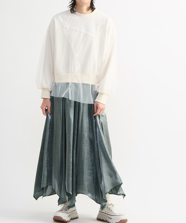 CHAMBRAY STAR CUT FLARE SKIRT 詳細画像 3