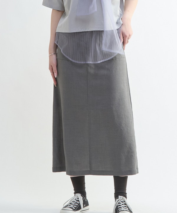 【HL】LINEN LIKE STRAIGHT SKIRT 詳細画像 グレー 1