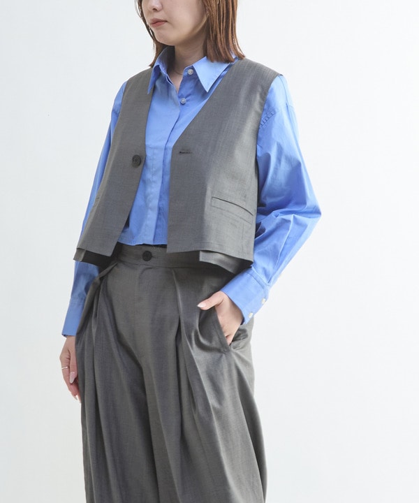 【HL】LINEN LIKE SHORT VEST 詳細画像 3