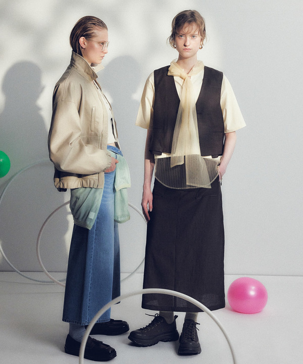 【HL】LINEN LIKE SHORT VEST 詳細画像 ブラウン 1