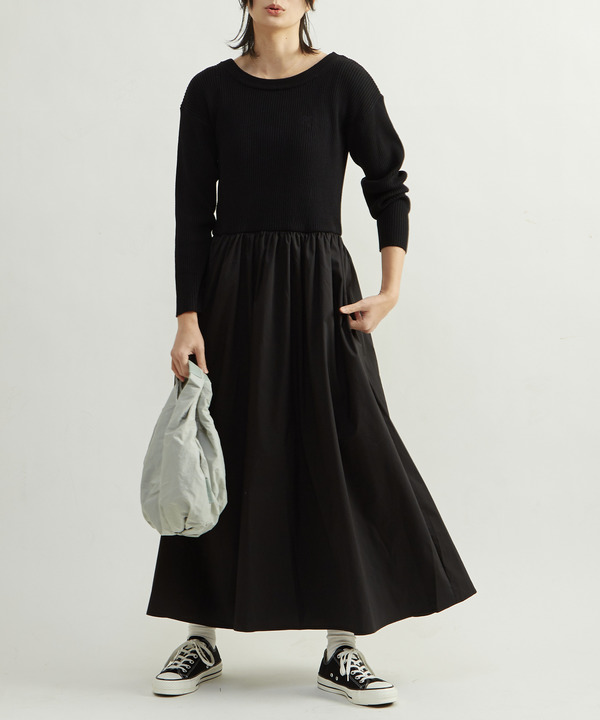 RIB KNIT DOCKING DRESS 詳細画像 5