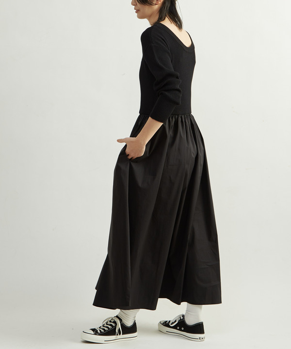 RIB KNIT DOCKING DRESS 詳細画像 7