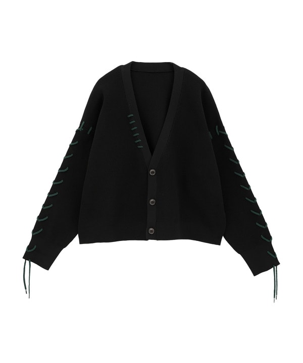 BLANKET STITCH KNIT SHORT CARDIGAN 詳細画像 ブラック 1