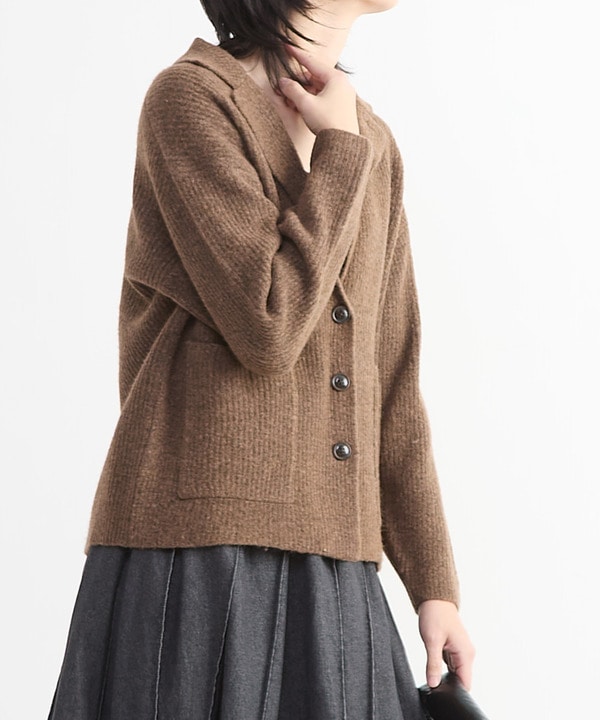 TAILORED KNIT SHORT CARDIGAN JACKET 詳細画像 ブラウン 1