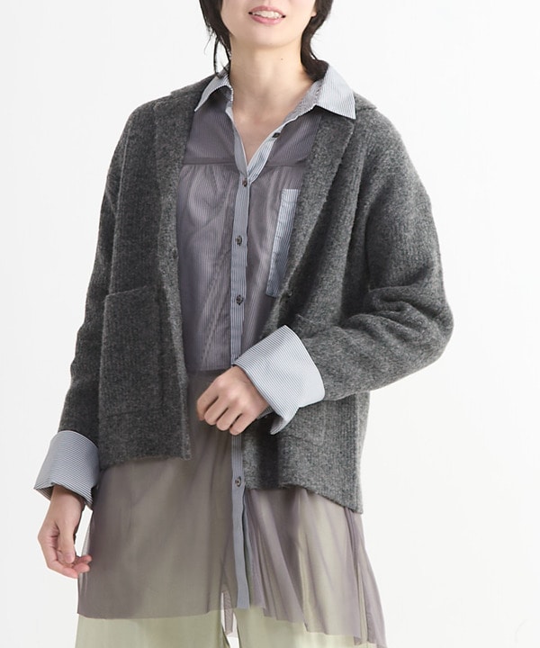 TAILORED KNIT SHORT CARDIGAN JACKET 詳細画像 チャコールグレー 1