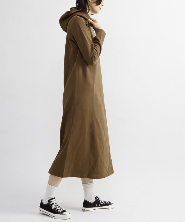 STITCH SWEAT HOODIE DRESS 詳細画像 ブラウン 1