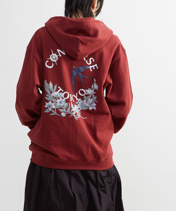 FLOWER LOGO ZIP HOODIE 詳細画像 ボルドー 1