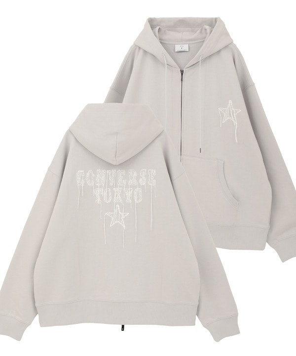 EMBROIDED LOGO ZIP HOODIE 詳細画像 グレー 1
