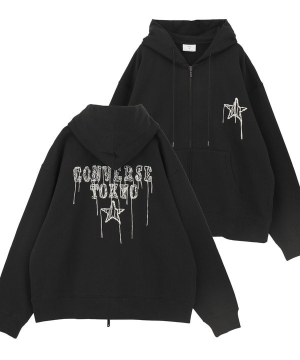 EMBROIDED LOGO ZIP HOODIE 詳細画像 ブラック 1