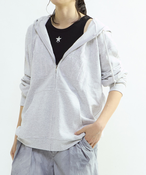 PATCHWORK LOGO ZIP HOODIE 詳細画像 ライトグレー 1