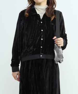 VELOR SHORT POLO CARDIGAN