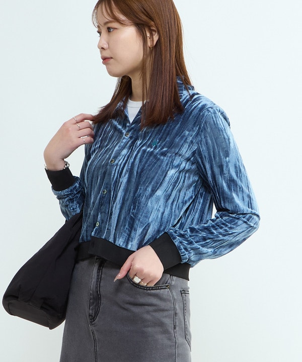 VELOR SHORT POLO CARDIGAN 詳細画像 ブルー 1