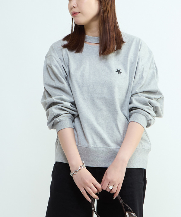 CUT-OUT NECK TOP 詳細画像 杢グレー 1