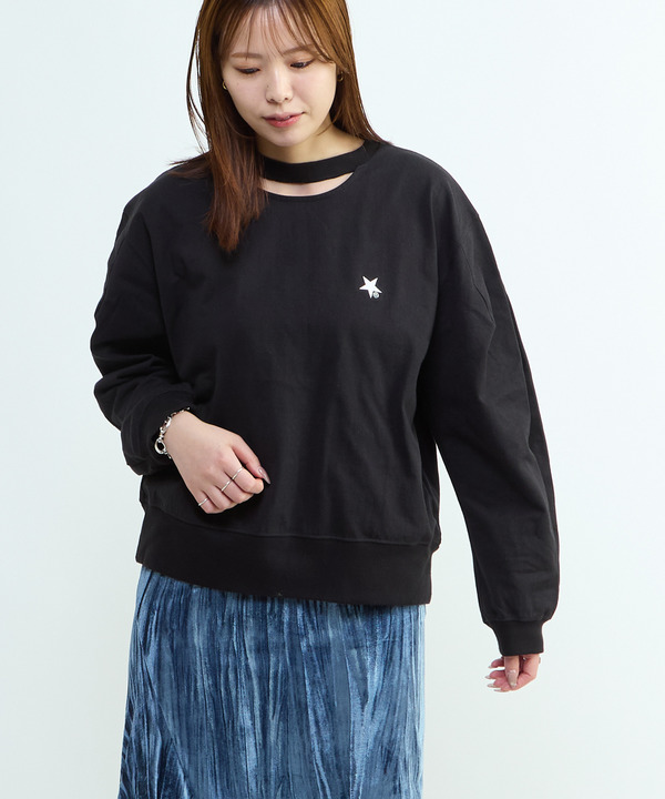 CUT-OUT NECK TOP 詳細画像 ブラック 1