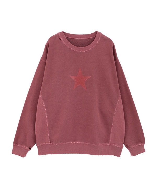 STAR★ DAMAGED SWEAT 詳細画像 ボルドー 1