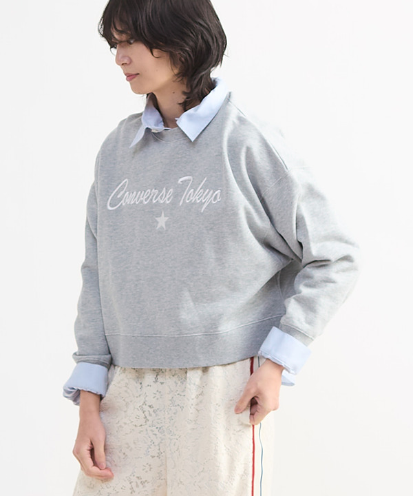 EMBROIDERED LOGO CROPPED SWEAT 詳細画像 グレー 1