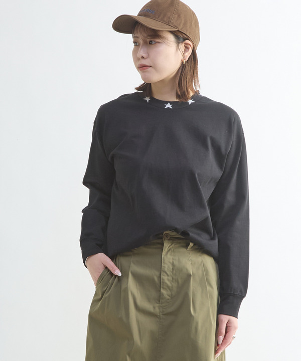STAR NECK LONGSLEEVE TEE 詳細画像 ブラック 1