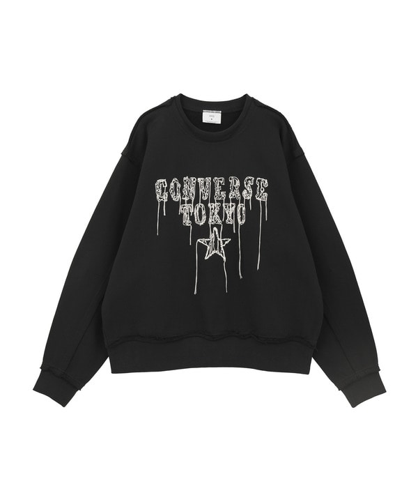 DAMAGED EMBROIDED LOGO SWEAT 詳細画像 ブラック 1