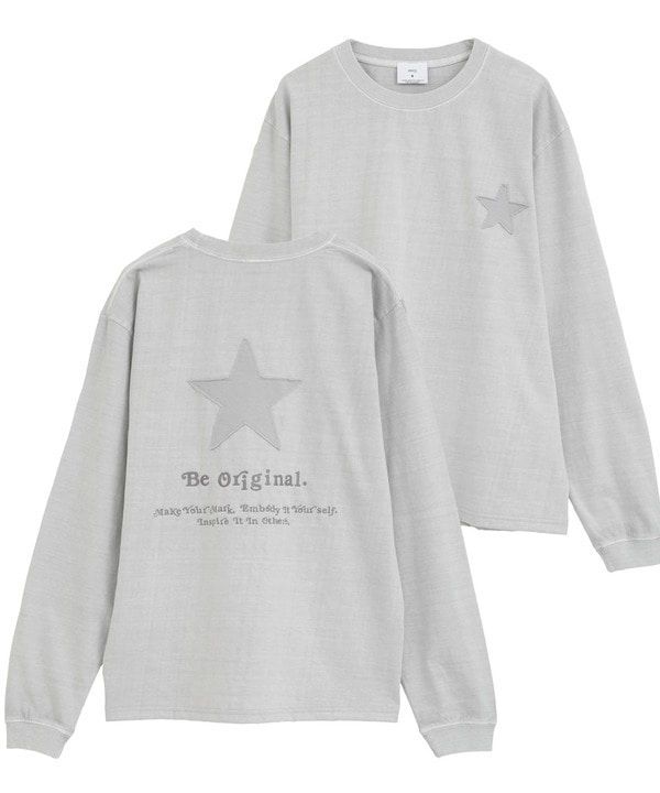 STAR★ PATCH LETTERING LONGSLEEVE TEE 詳細画像 ライトグレー 1