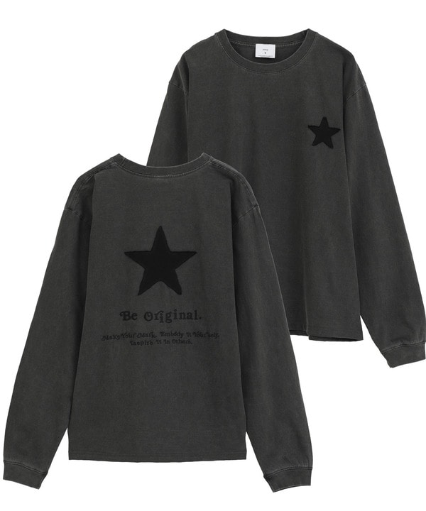 STAR★ PATCH LETTERING LONGSLEEVE TEE 詳細画像 ブラック 1