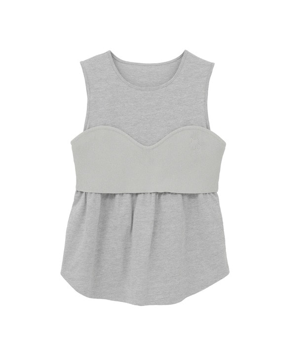 KNIT BUSTIER LAYERED TANK TOP 詳細画像 グレー系その他 1