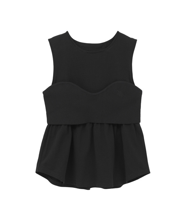 KNIT BUSTIER LAYERED TANK TOP 詳細画像 ブラック 1