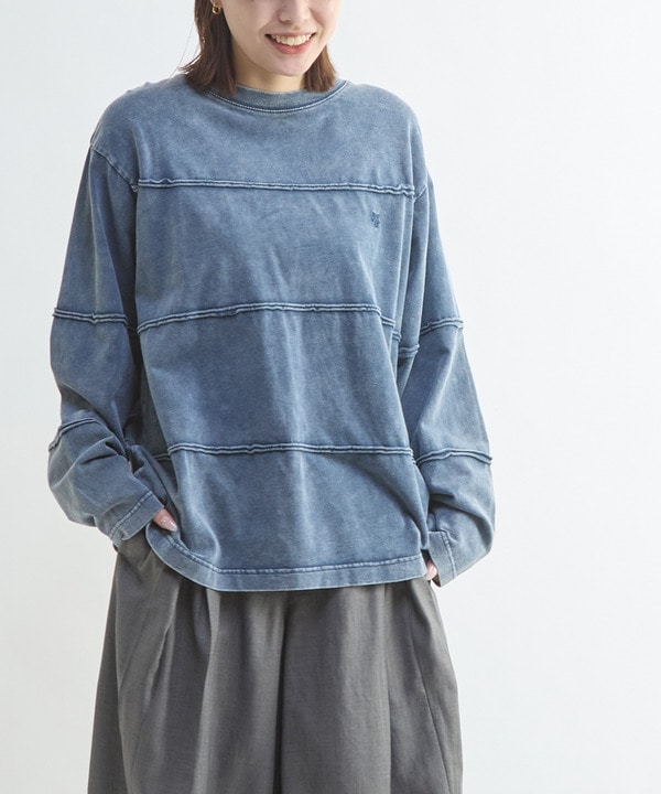 PIGMENT DYED BORDER CUT-OFF TOP 詳細画像 ネイビー 1