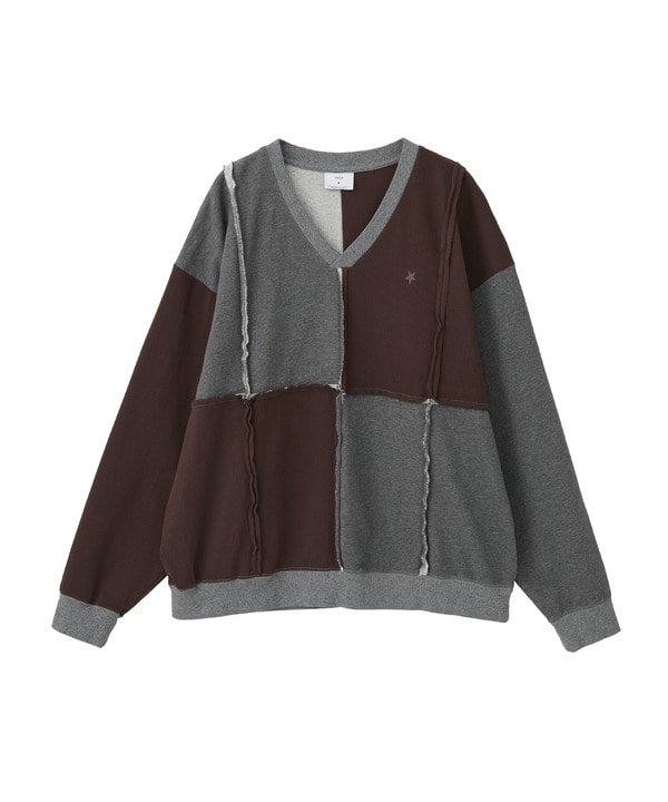 PATCHWORK CUT-OFF TOP 詳細画像 グレー 1