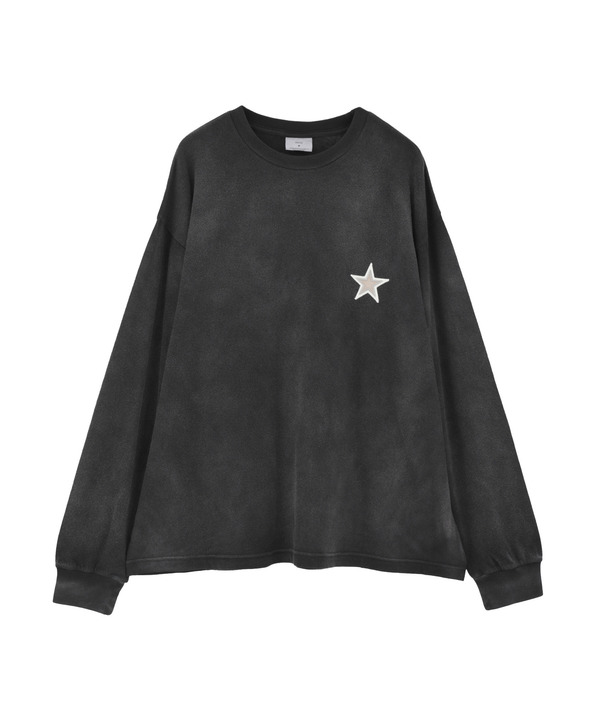 PIGMENT DYED PATCH LONGSLEEVE TEE 詳細画像 ブラック 1