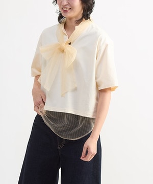 2WAY TULLE BOWTIE CROPPED TEE