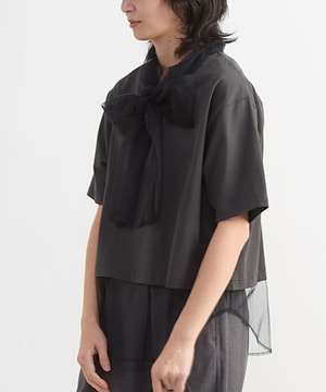 2WAY TULLE BOWTIE CROPPED TEE