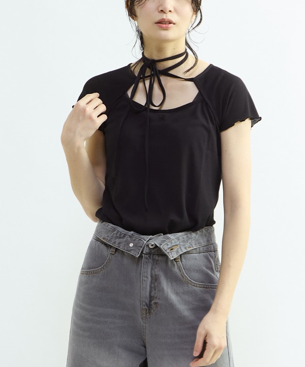 2WAY SHEER STRAP TEE 詳細画像 ブラック 1