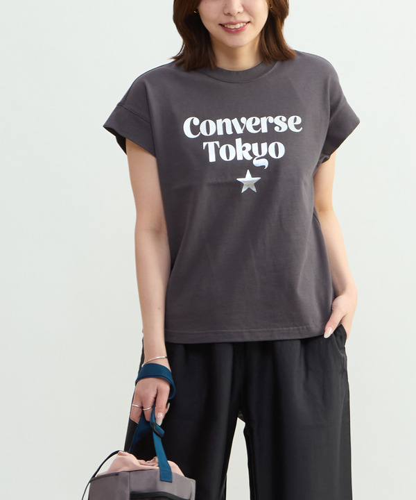 FRENCH-SLEEVE LOGO FOIL PRINT TEE 詳細画像 チャコールグレー 1